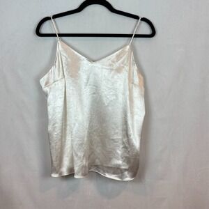 Nine West Womens White Satin Slip‎ Strappy Blouse size Large Sexy Fairy nightout